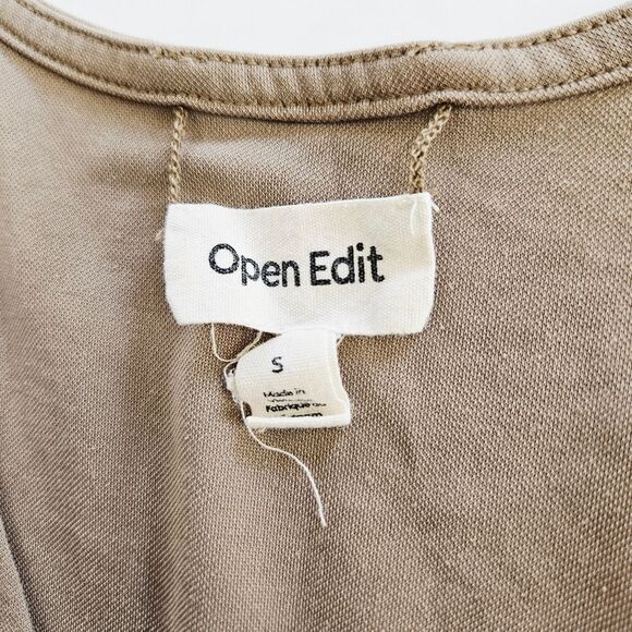 Open Edit Wear Two Ways V-Neck Sleeveless Knit Side Slit Midi Dress Olive Dusk S - Picture 6 of 10